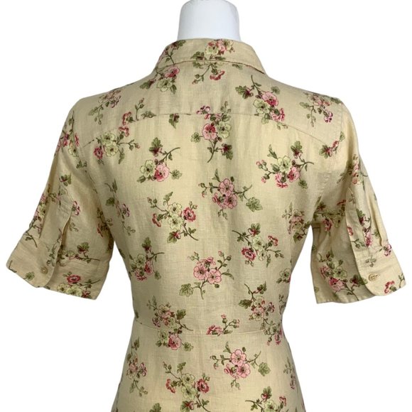 Lauren Ralph Lauren Black Label Floral Linen Shirtdress 6 Natural Cottagecore - Picture 7 of 12